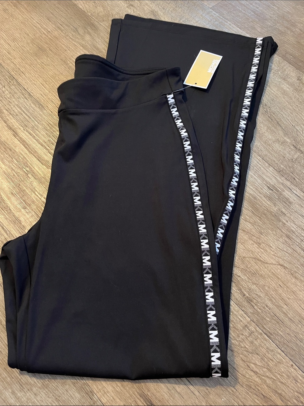 Michael Kors Black Leggings with MK Logo Side Trim